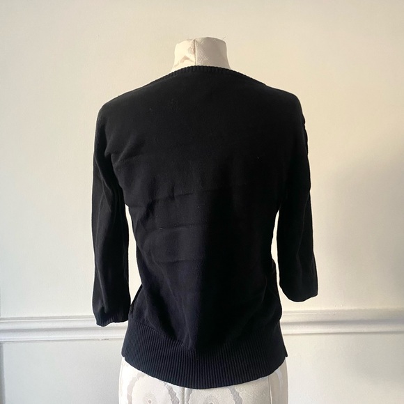 Anthropologie Nick & Mo black & white embroidered flower button down cardigan - Picture 2 of 4